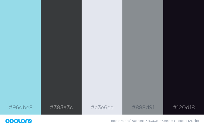 Five Different colors: Different tints of Blues
