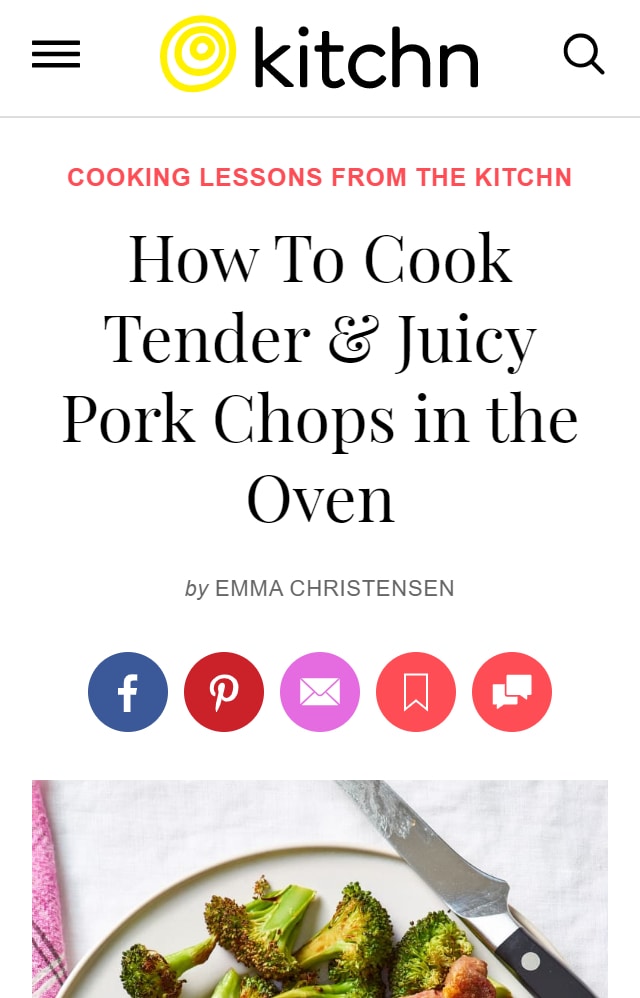 A web page explaining the fine details behind making a great pork chop